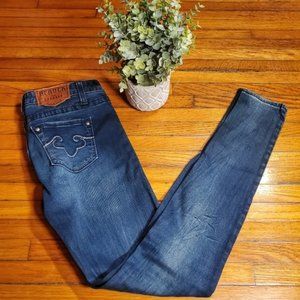 Express Rerock Skinny Jeans Whiskered Legging Stretch Denim Cotton Preppy Boho 0